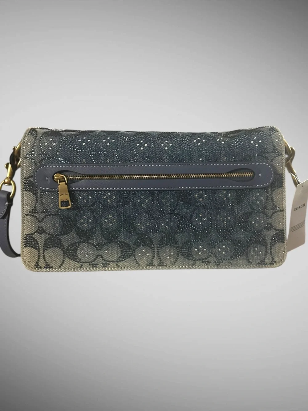Coach Tabby 26 Crystal Denim Signature Shoulder Crossbody Bag Blue CEN85